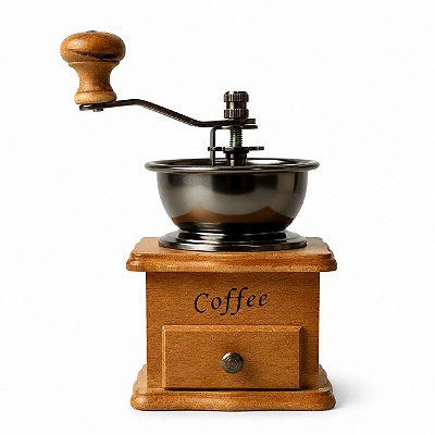 Mini Moedor Manual de Café Pimenta em Madeira com Reservatório