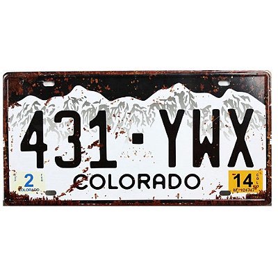 Placa de Carro Antiga Decorativa Metálica Vintage Colorado