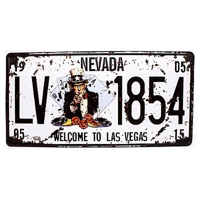 Placa de Carro Antiga Decorativa Metálica Vintage Nevada Las Vegas