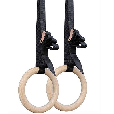Kit Argolas de Suspensão Olímpicas Lorben Madeira para Crossfit e Ginástica