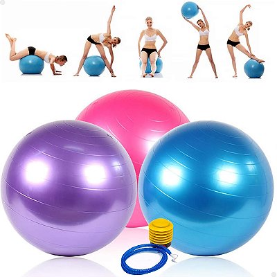 Bola de Pilates Yoga Funcional Lorben com Bomba Suporta até 150 Kg
