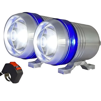Kit 2x Farol Milha Universal Lorben Luz Led Cree U5 Auxiliar Moto com Interruptor
