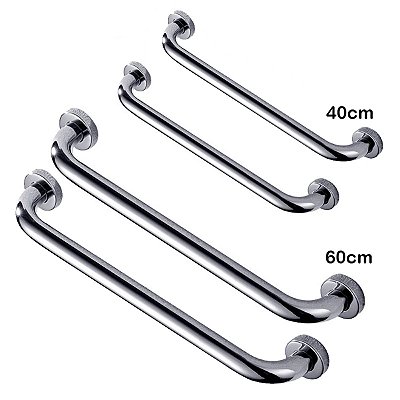 Kit 4 Barras de Apoio Lorben em Inox para Banheiro Vaso Sanitário 40 e 60cm Corrimão Deficiente Idoso