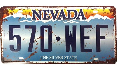 Placa de Carro Antiga Decorativa Metálica Vintage Nevada