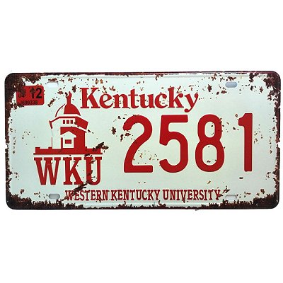 Placa de Carro Antiga Decorativa Metálica Vintage Kentucky