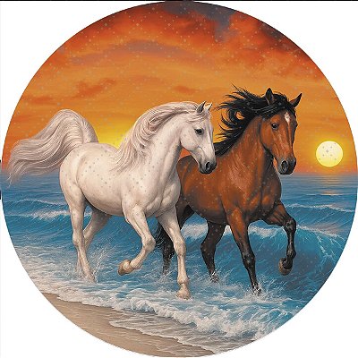 Capa Personalizada para Estepe Ecosport Crossfox Estampa Cavalos na Praia