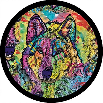 Capa Personalizada para Estepe Ecosport Crossfox Lobo Tribal Colorido