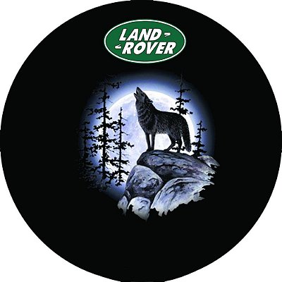Capa Personalizada para Estepe Pneu Exclusiva Land Rover Defender Lobo Uivando