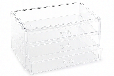 Organizador Caixa Acrílico Lorben Maquiagem Joias 3 Gavetas
