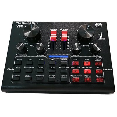 Mini Placa Mixadora Lorben Gravadora de Som Áudio V8X Pro Live Sound 15 Efeitos Sonoros