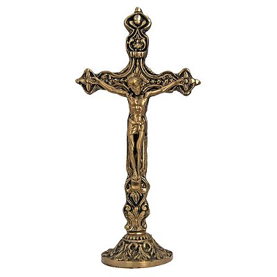 Crucifixo Cristo Crucificado de Bronze Mesa (26 x 13)cm (S)