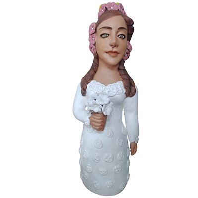 Boneca de Cerâmica Noiva Vale do Jequitinhonha Artesanato