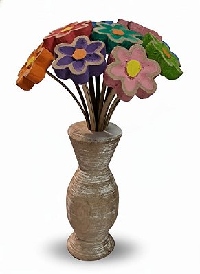 Vaso de Flores Dúzia Madeira Entalhada M