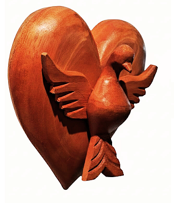 Divino Espírito Santo Coração Madeira Natural