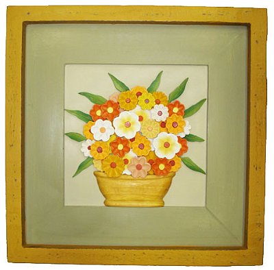 Quadro de Flores Policromia Primavera Amarelo 45x45cm (L)