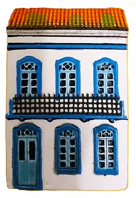 Fachada Ouro Preto Réplica Casa Sobrado 2 andares Azul 10cm (S)