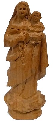 (S) Imagem de Nossa Senhora do Rosário Esculpida a Mão Madeira 12cm