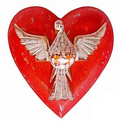 Divino Espírito Santo Coração Madeira Luxo 15 cm (S)