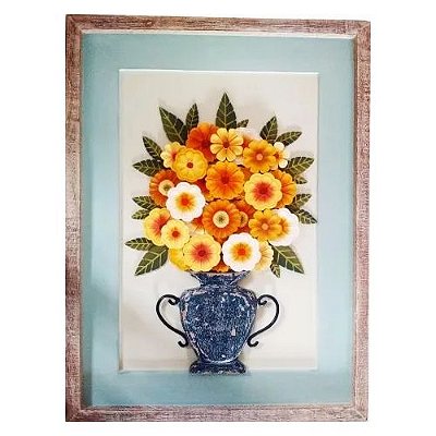 Quadro Rustico Com Vaso de Flores Madeira Demolição Luxo (L) (c)