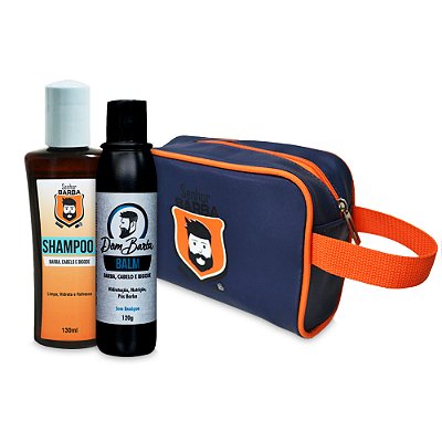 Kit Necessaire + Balm Dom Barba + Shampoo Senhor Barba 130 g