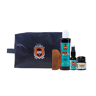 Kit Necessaire, Balm, óleo, pomada em pó, pente.
