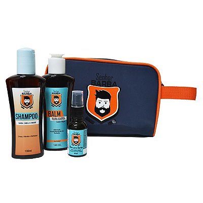 Kit Necessaire, Shampoo, Balm e Óleo - Senhor Barba.