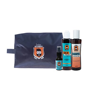Kit Necessaire, Shampoo, Balm e Óleo - Senhor Barba.