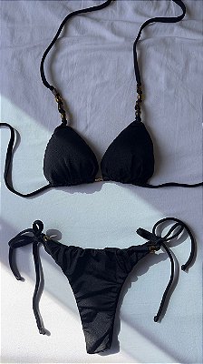 Biquíni Cortininha Preto Lacinho