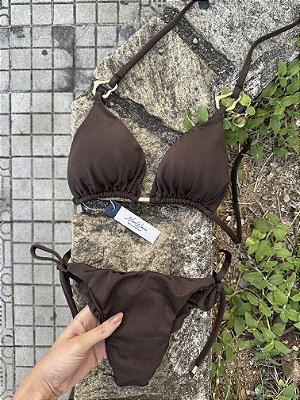 Cortininha Organic Marrom Lacinho