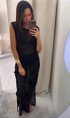 Vestido Longo Tricot Lírio Preto