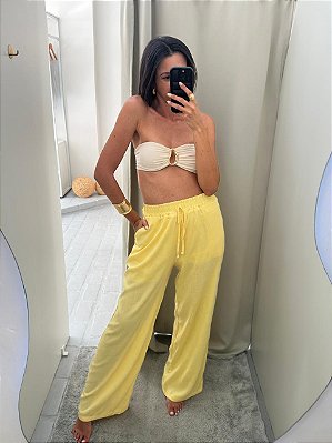 Calça Viscolinho Amarelo
