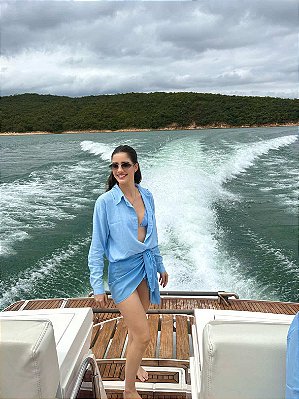 Camisa Linho Azul Bebê