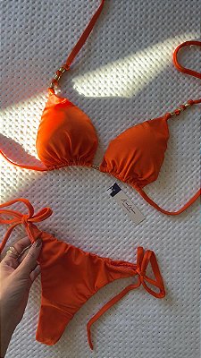 Biquíni Cortininha Laranja Lacinho