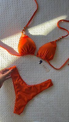 Biquíni Cortininha Laranja Asa Delta