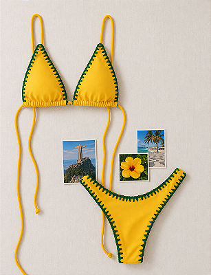 Biquíni Amarelo BR Crochê