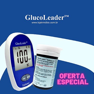 50 Tiras Reagentes + Medidor de Glicose GlucoLeader + Grátis 5 Máscaras N95 Daqiao