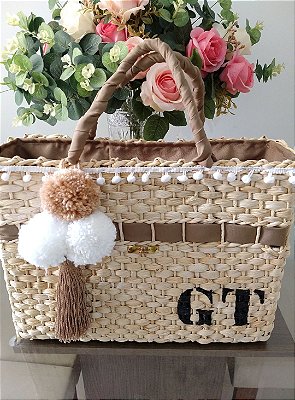 Bolsa Palha Personalizada Tamanho G - Iniciais Gravadas