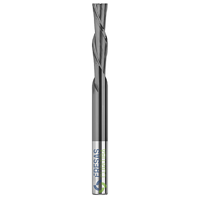 Fresa 2 cortes helicoidais Down Cut metal duro com Tialn