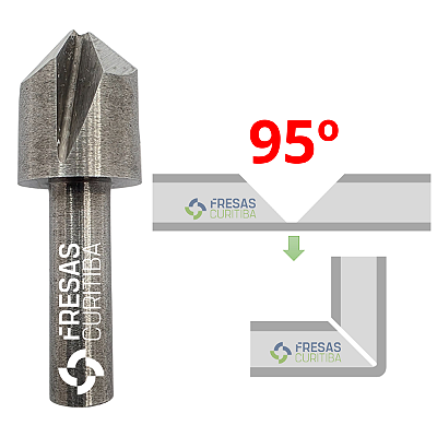 Fresa para dobrar (vincar) ACM 95º haste 6mm 4 cortes