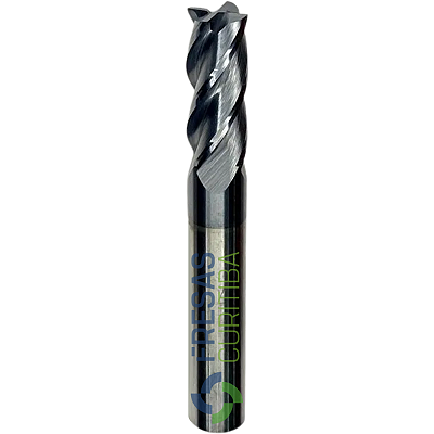 Fresa 4 cortes helicoidais HRC55 revestida com AlTiN