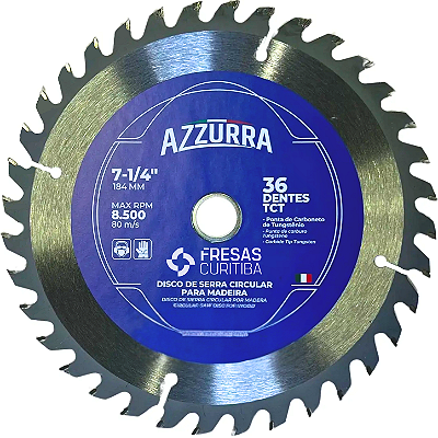 Disco Serra Circular Azzurra Alternado E/D 36 dentes 184mm p/ madeira