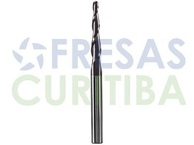 Fresa Cônica Ball Nose com haste de 6mm HRC55 revestida com TiAlN
