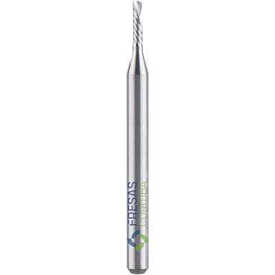 Fresa 1 corte helicoidal Down Cut haste 3,175mm corte 1-2mm metal duro
