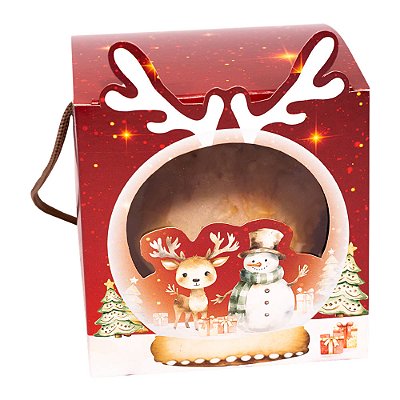 CAIXA MINI PANETONE COM ALÇA E VISOR 100/150GR (C/5) - NATAL ENCANTADO