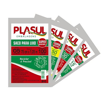 SACO DE LIXO PLASUL 50LT (C/10)