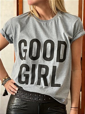 T-shirt Good Girl Stonewashed Cinza Marmorizado
