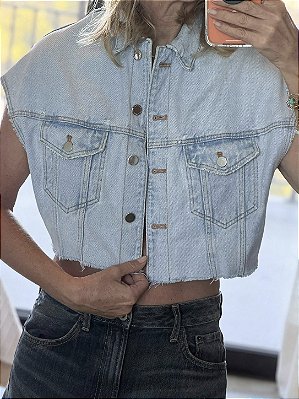 BAZAR - Colete Jeans Cropped Zara