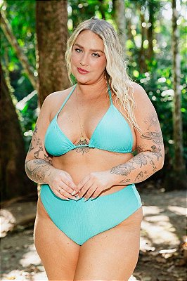 CONJUNTO BIQUÍNI CORTININHA AZUL PLUS SIZE