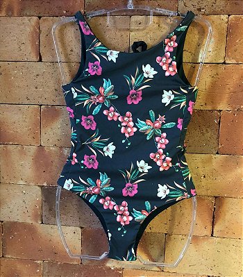 MAIÔ PARADISE PRETO FLORAL