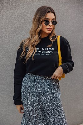 CASACO MOLETOM ESTAMPADO COMFORT PRETO
